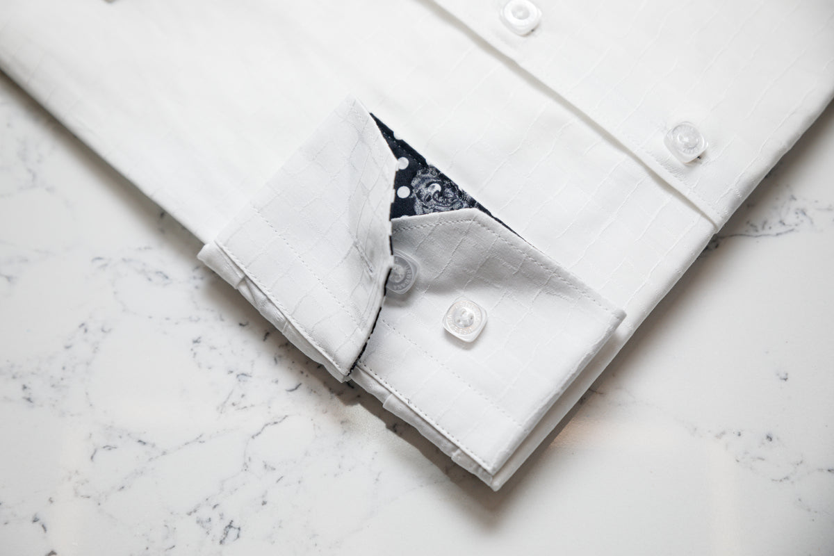 Croc Jacquard Shirt - White - Unique URBBANA Shirt Designs