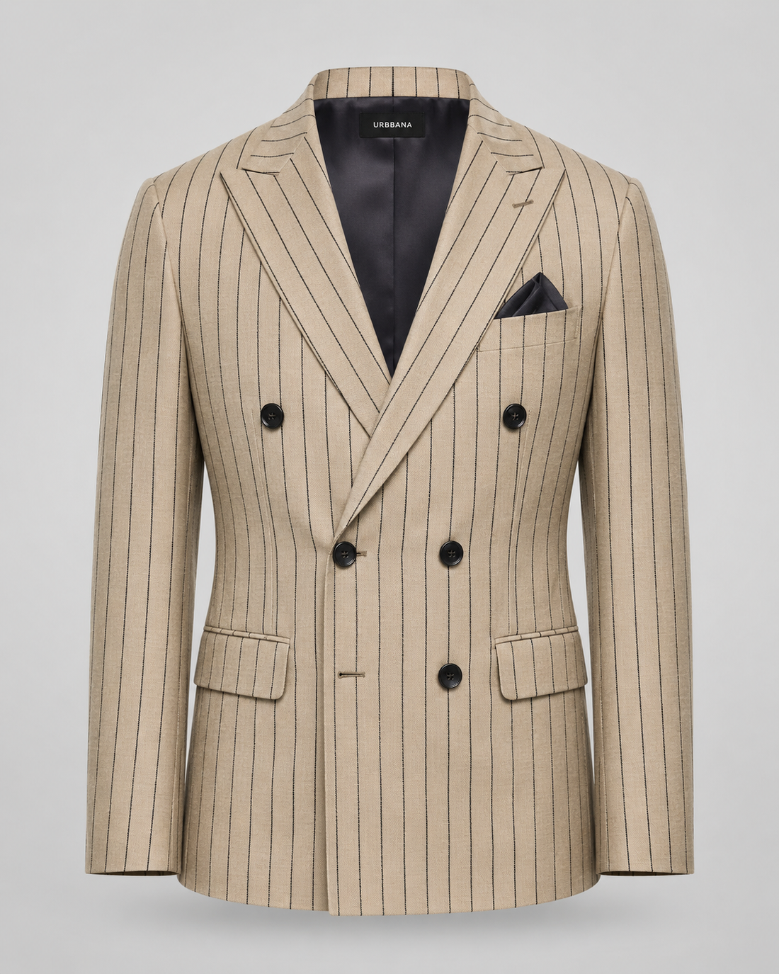 The Bowen Pinstripe Blazer - Beige & Brown HS