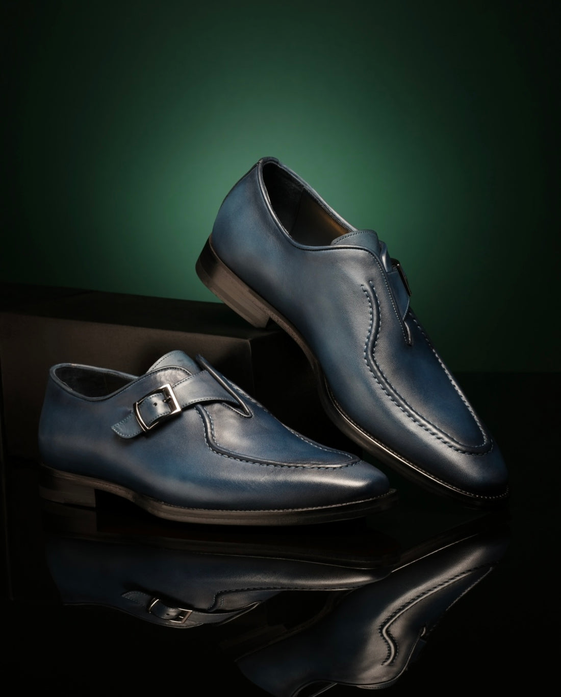 Single Monk Loafers - Blue - Loafers by Urbbana