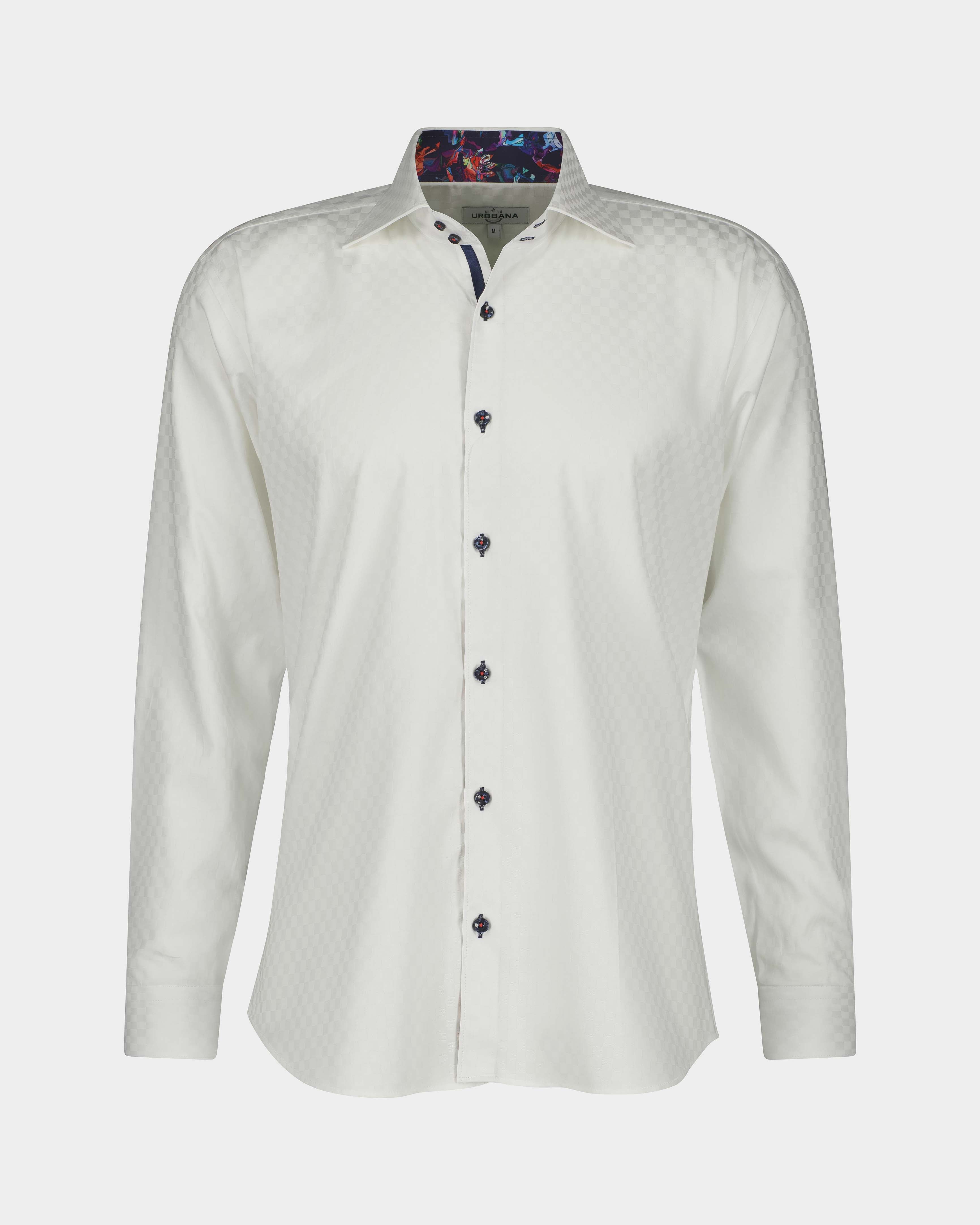 Jacquard Check Shirt - White