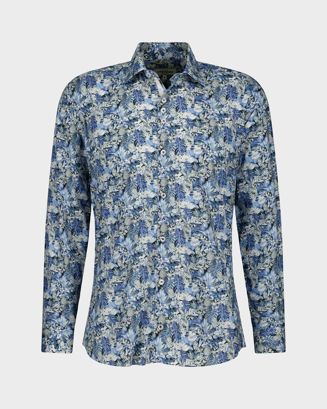 Tropical Garden Print Shirt in Shades of Blue – Cool and Refreshing Design