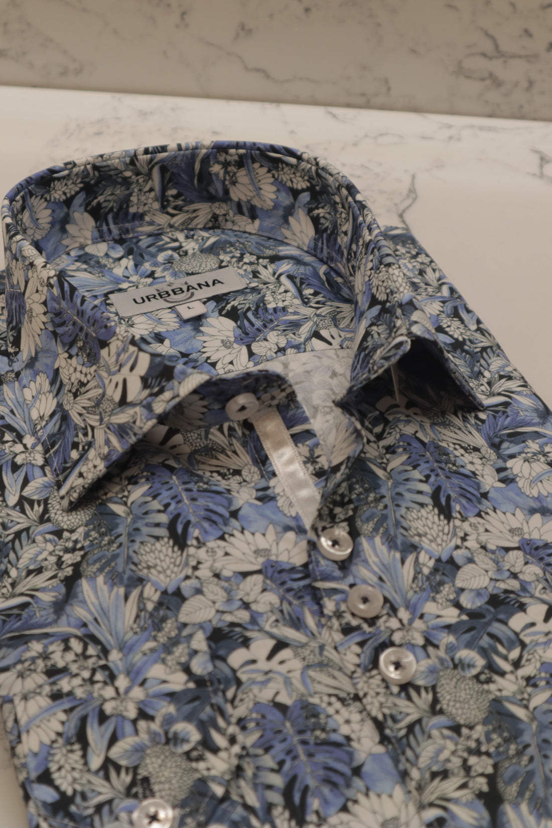 Tropical Garden Print Shirt in Shades of Blue – Cool and Refreshing Design