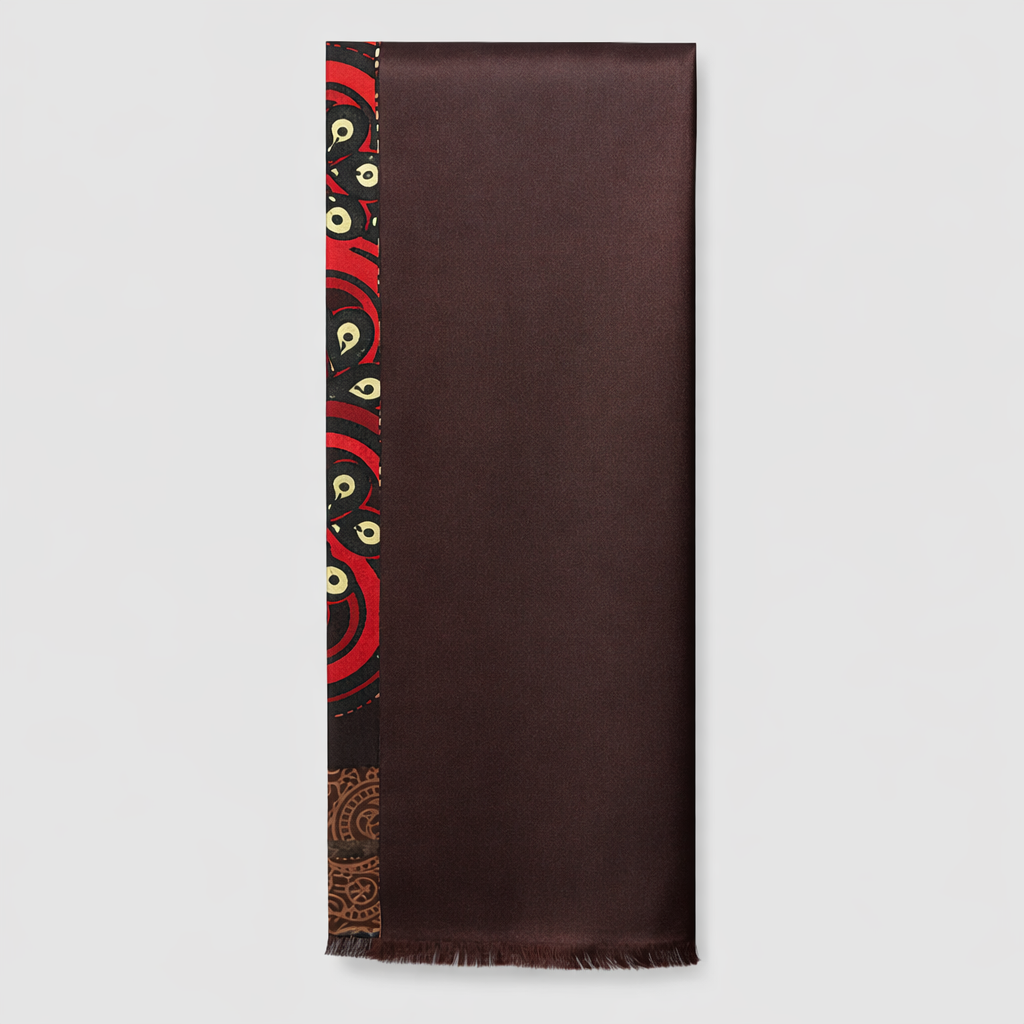 The Florence Silk Scarf - Brown Geometric