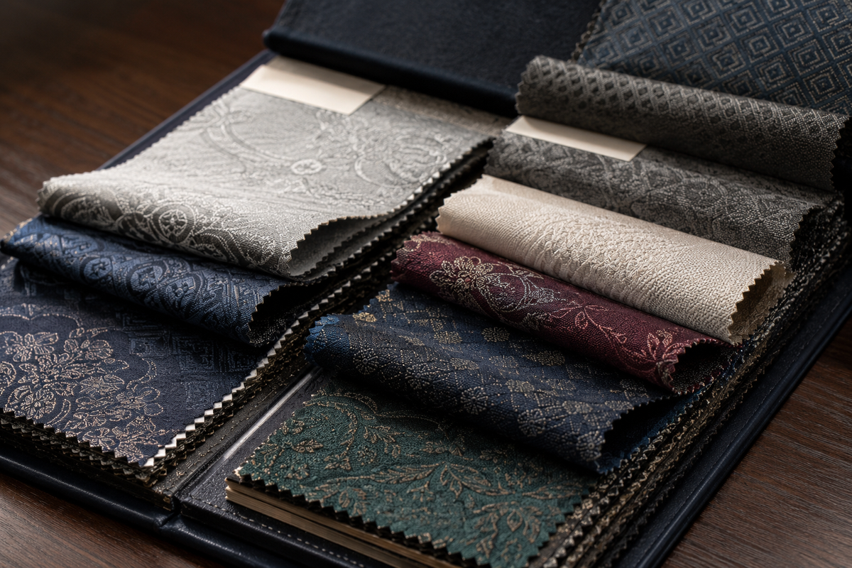 A selection of URBBANA jacquard fabric swatches