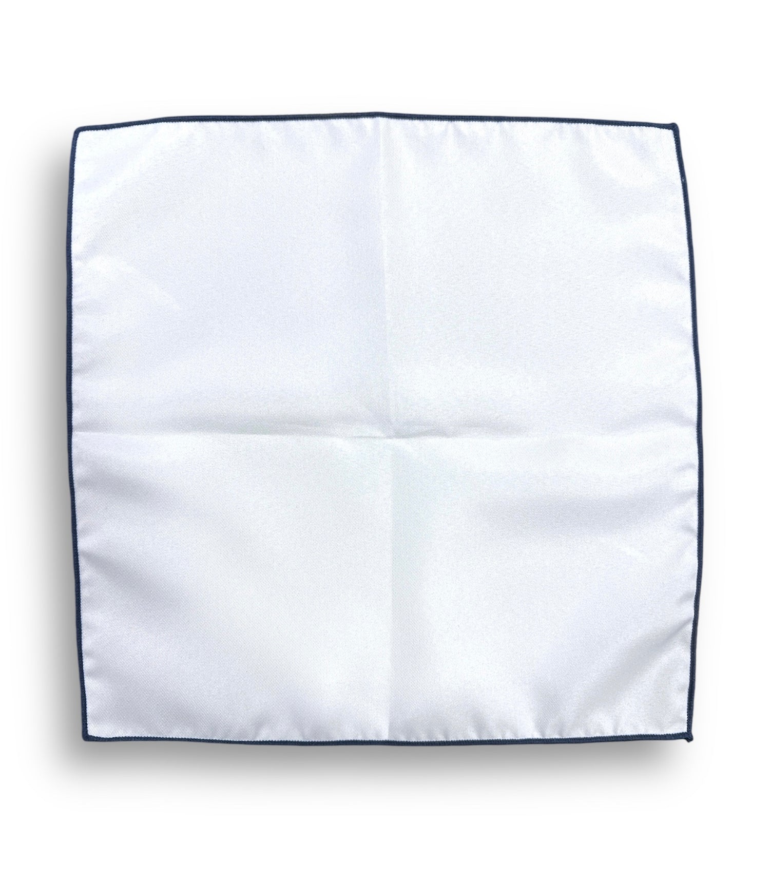 Pocket Square - White & Navy Trim - by Urbbana