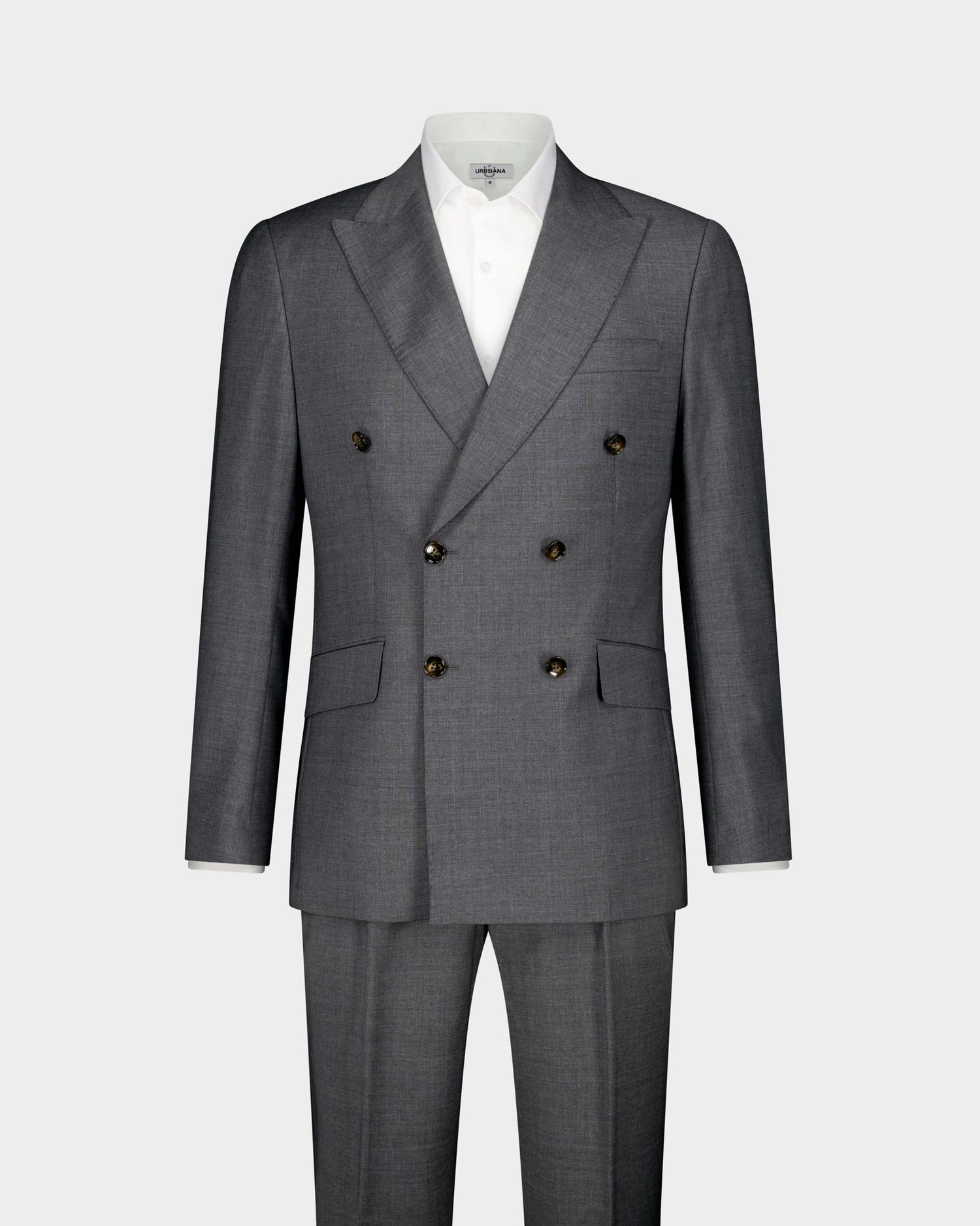 Pewter Double Breasted Suit - Charcoal Grey