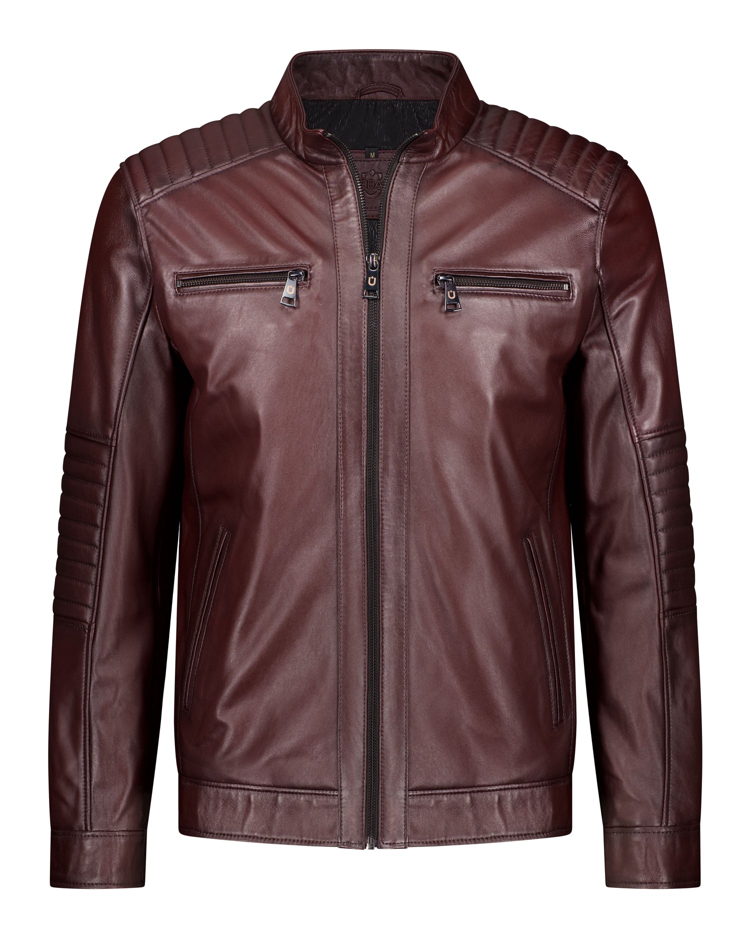 Cafe Racer Leather Jacket - Rich Mahogany - Luxury Suede Leather Jacket