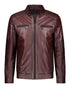 Cafe Racer Leather Jacket - Rich Mahogany - Luxury Suede Leather Jacket