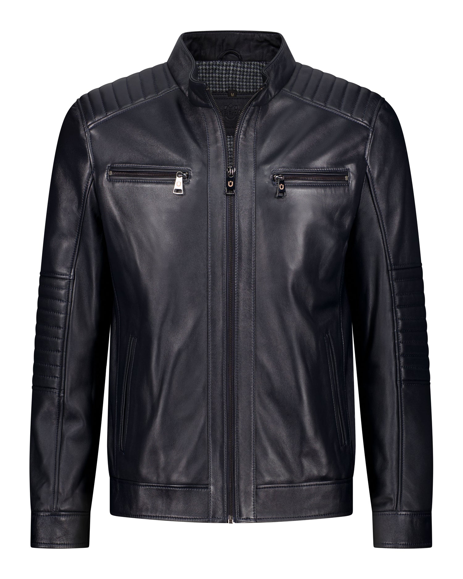 Cafe Racer Leather Jacket - Midnight Navy - Effortless Style