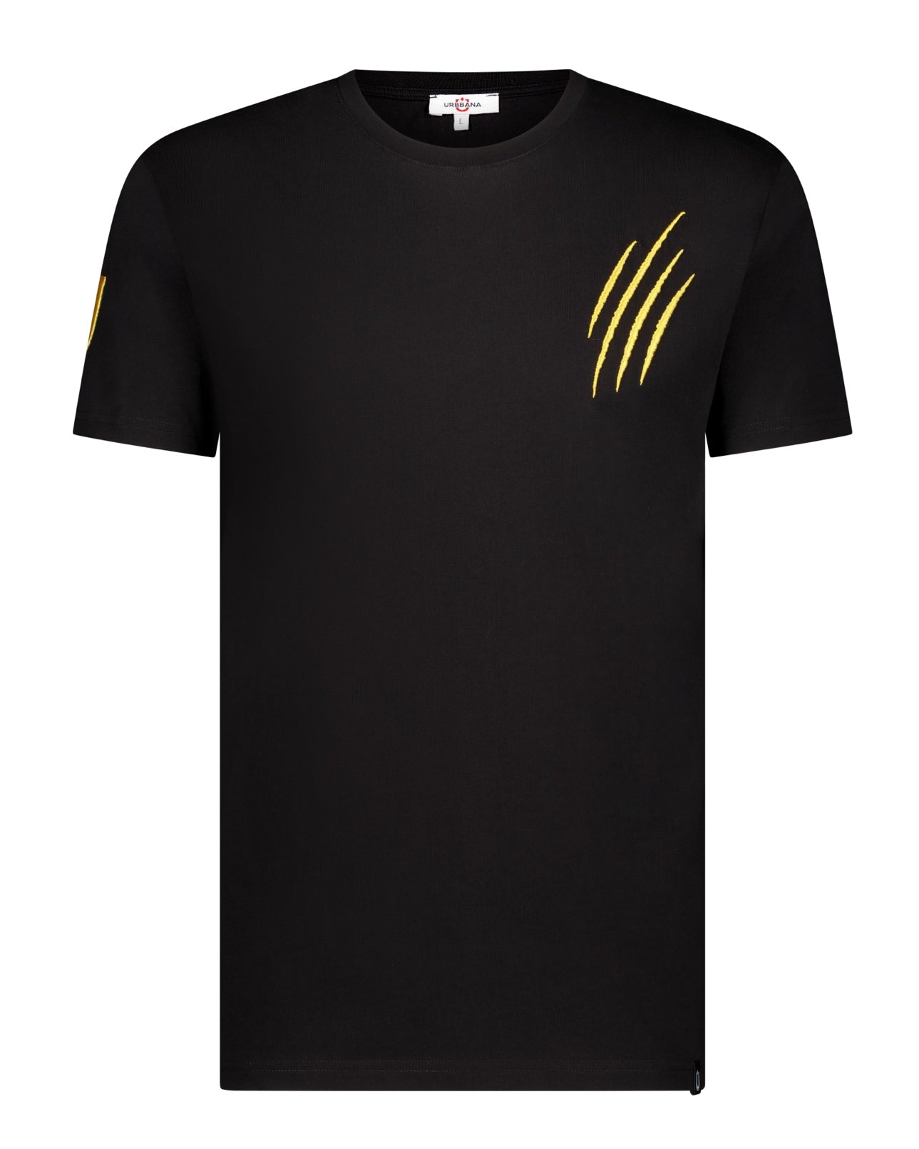 Fine Cotton URBBANA T-shirt with Claw Embroidery - Black -Handmade T-Shirts