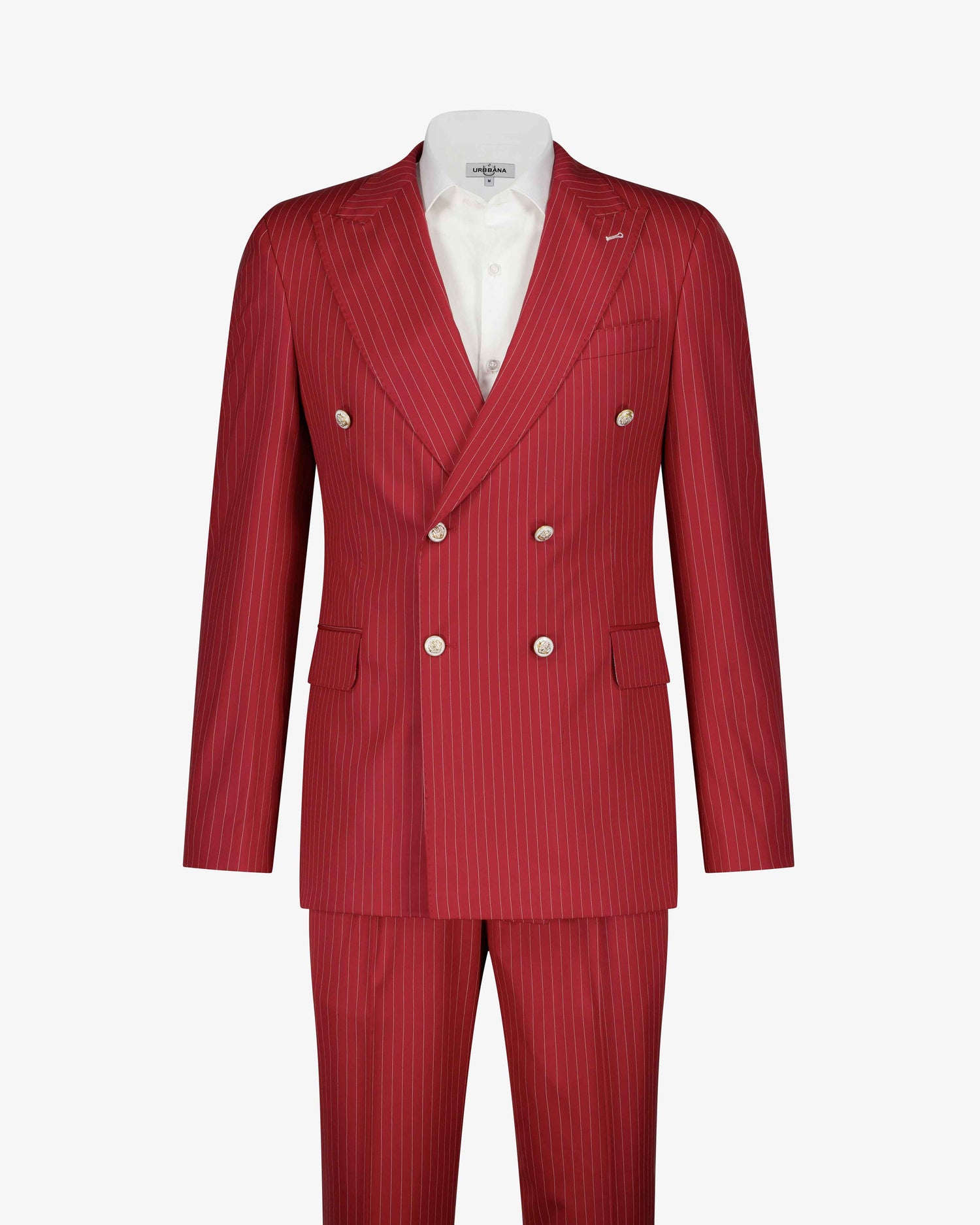 Bogart Double Breasted Suit - Red / White Strip - by Urbbana