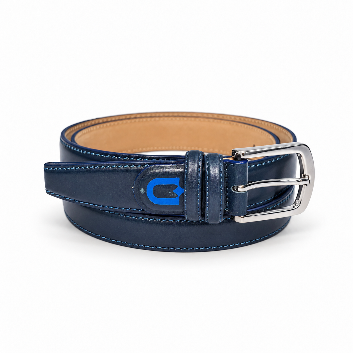 The U Belt - Navy Blue — studio product view