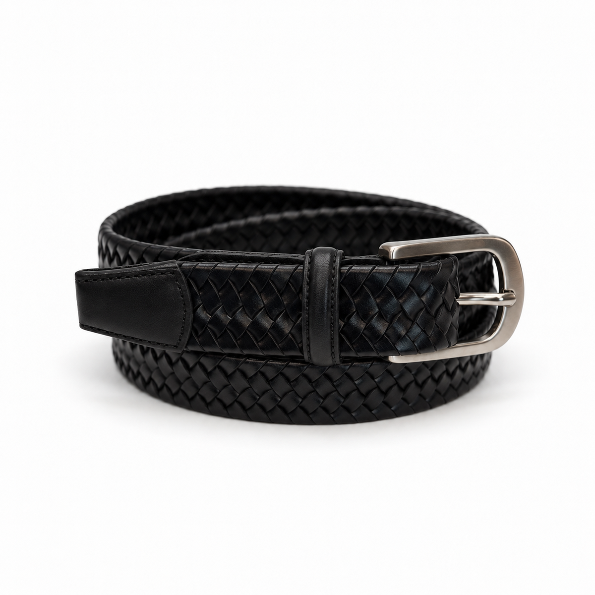 The Penne Woven Belt - Black — studio product view