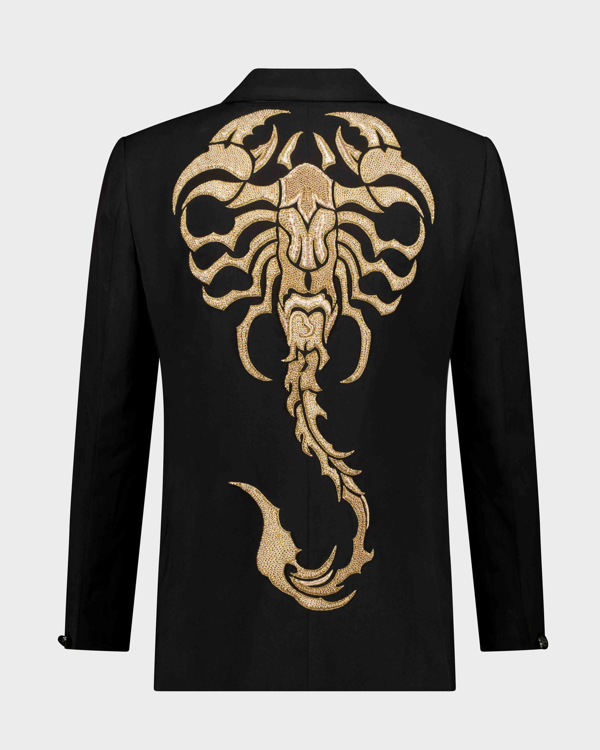 URBBANA black and gold Scorpion jacket.