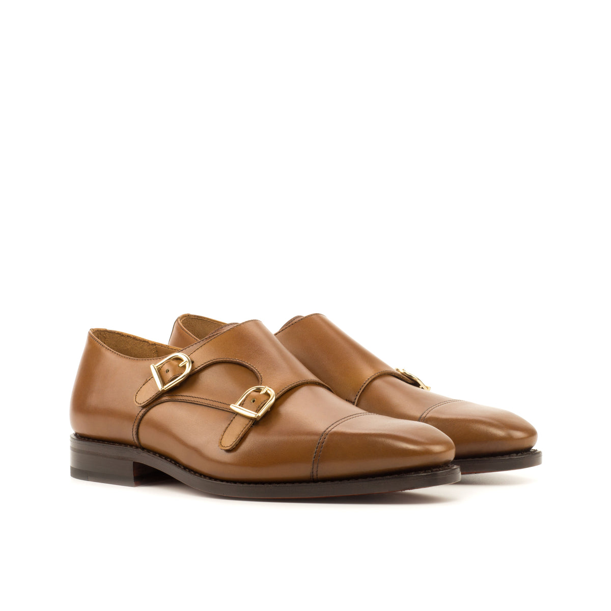 URBBANA Double Monk Goodyear Welted Box Calf Cognac angled view 5.