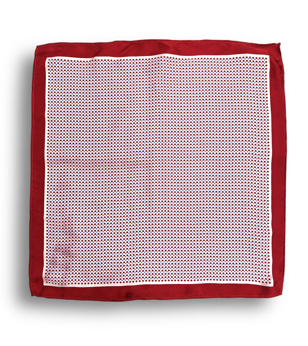 URBBANA light-pink pocket square with red dots.