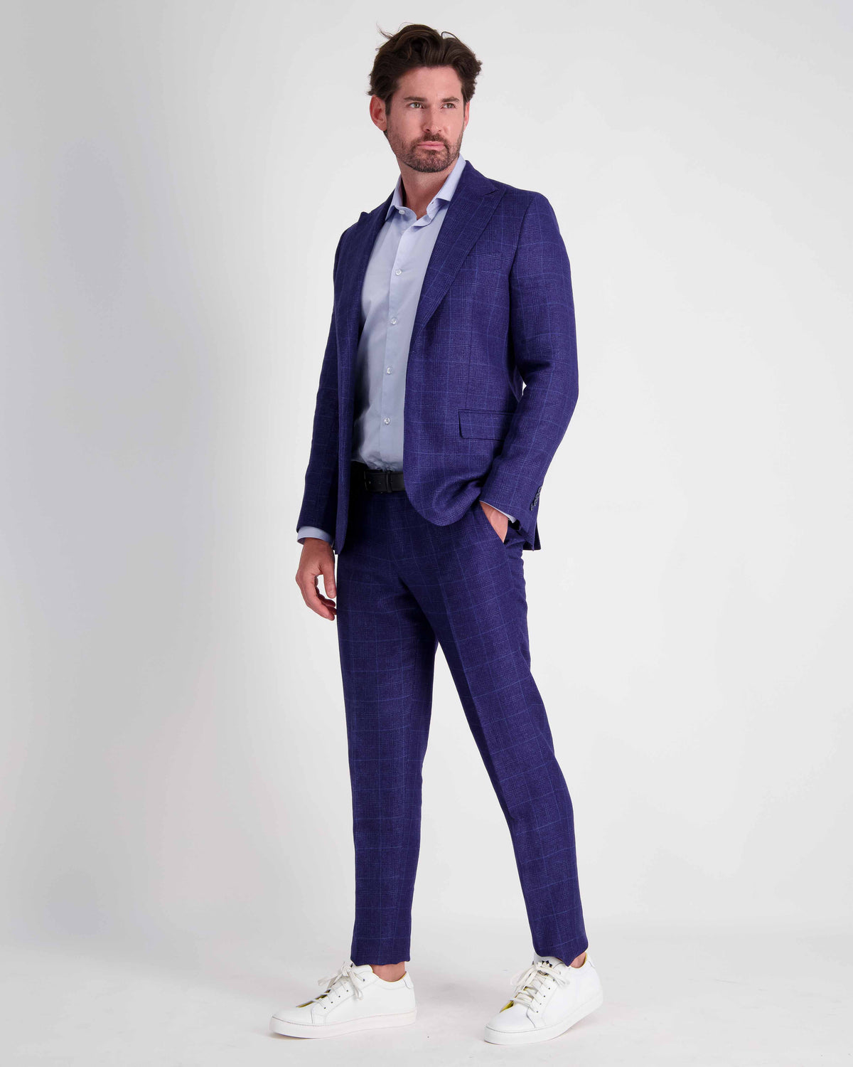 URBBANA MichaelAngelo blue-check Loro Piana-cloth suit.