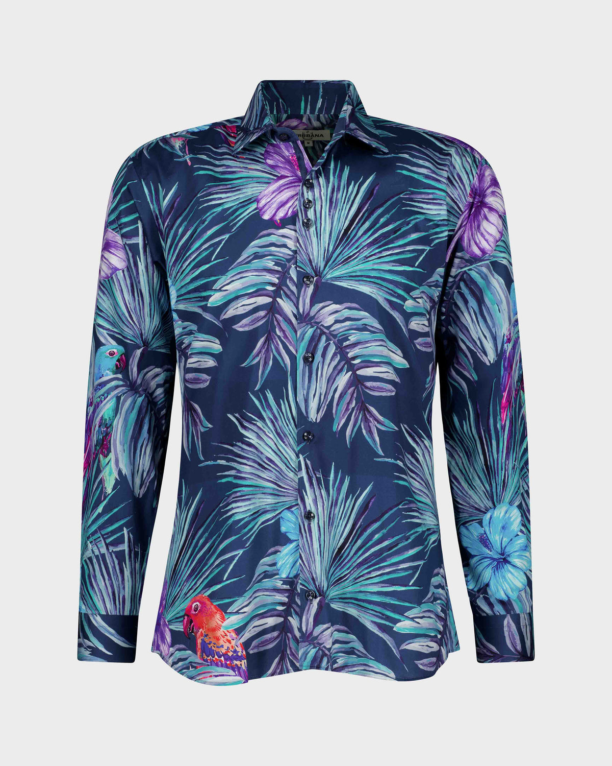 URBBANA lightweight shirt with multicolor palm leaf print.