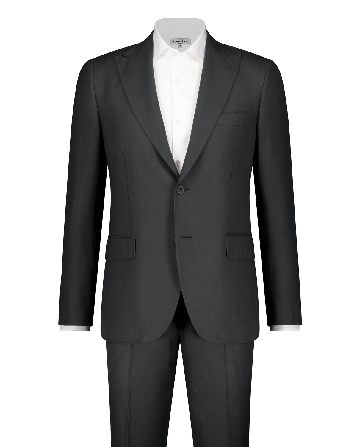 URBBANA Pietro dark-charcoal Zegna-cloth suit.