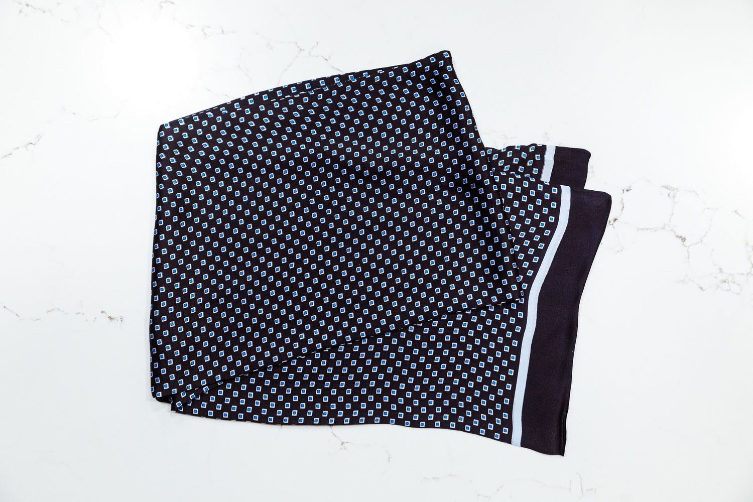 Silk Scarf - Navy & Blue - URBBANA Silk Scarves