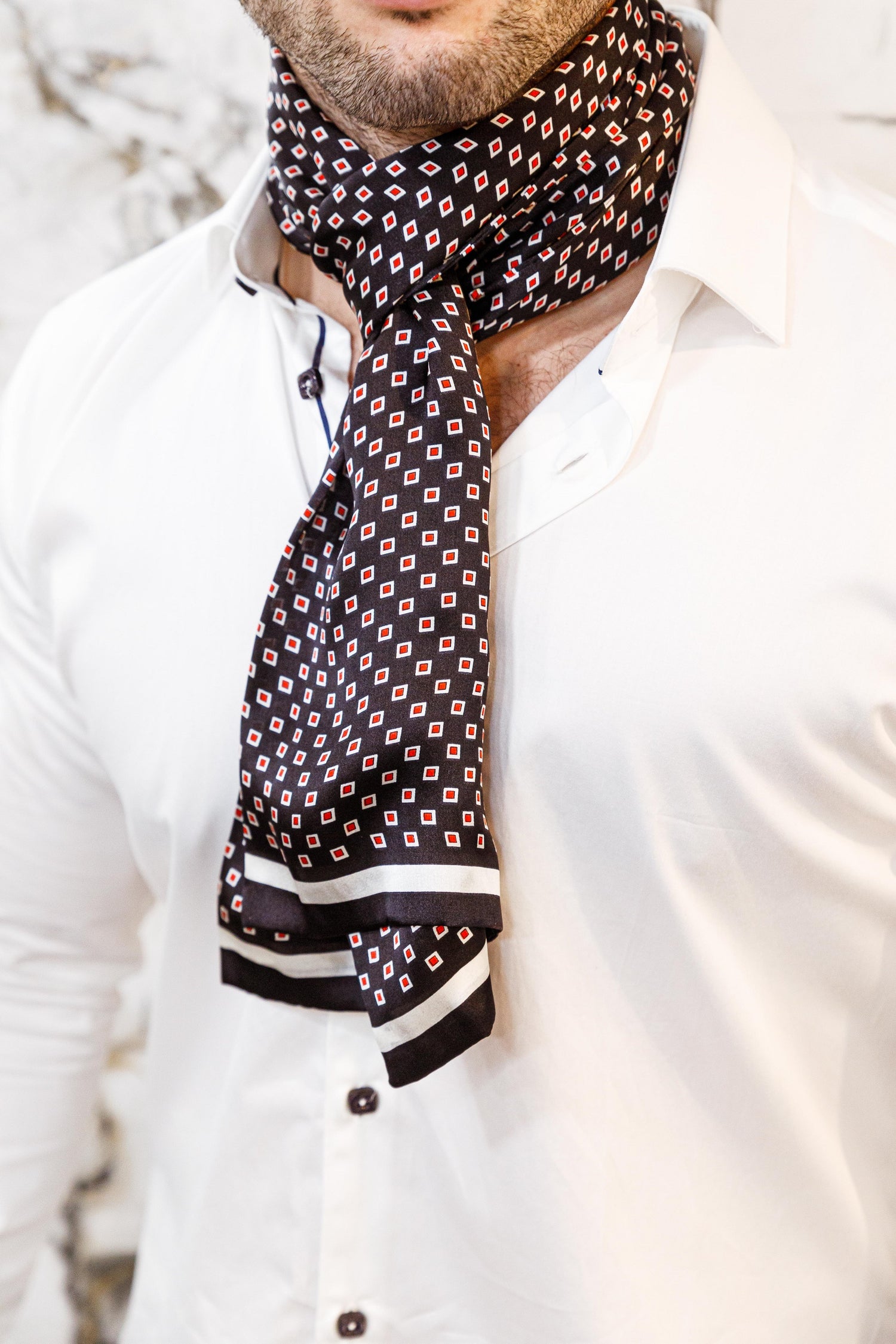 Silk Scarf - Black & Red - Scarf by Urbbana