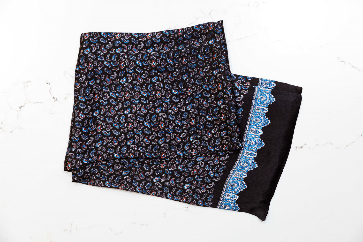 Silk Scarf - Navy & Blue - URBBANA Silk Scarves