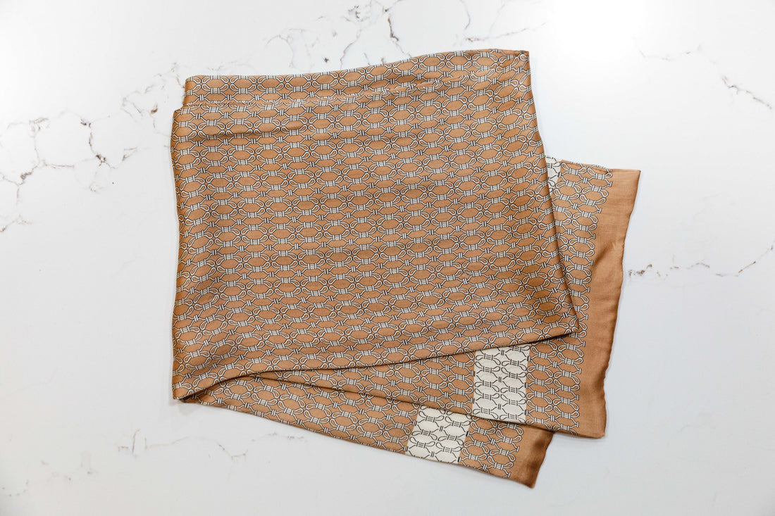 Silk Scarf - Beige - URBBANA Silk Scarves