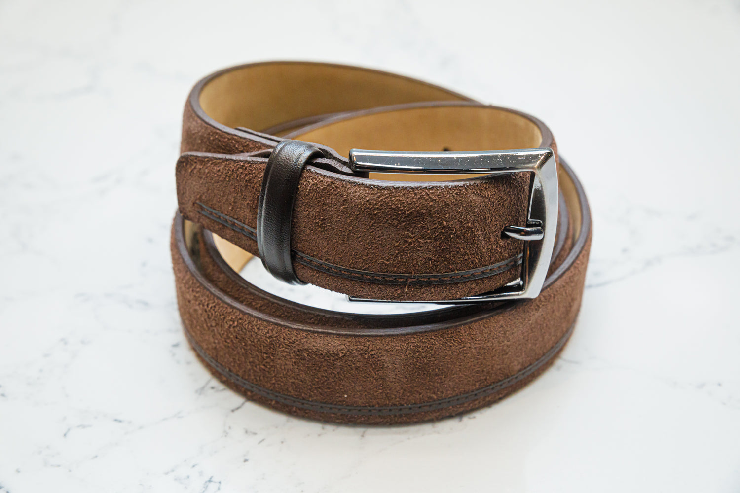 The Telles Brown Suede Belt - URBBANA Handmade Leather Belts