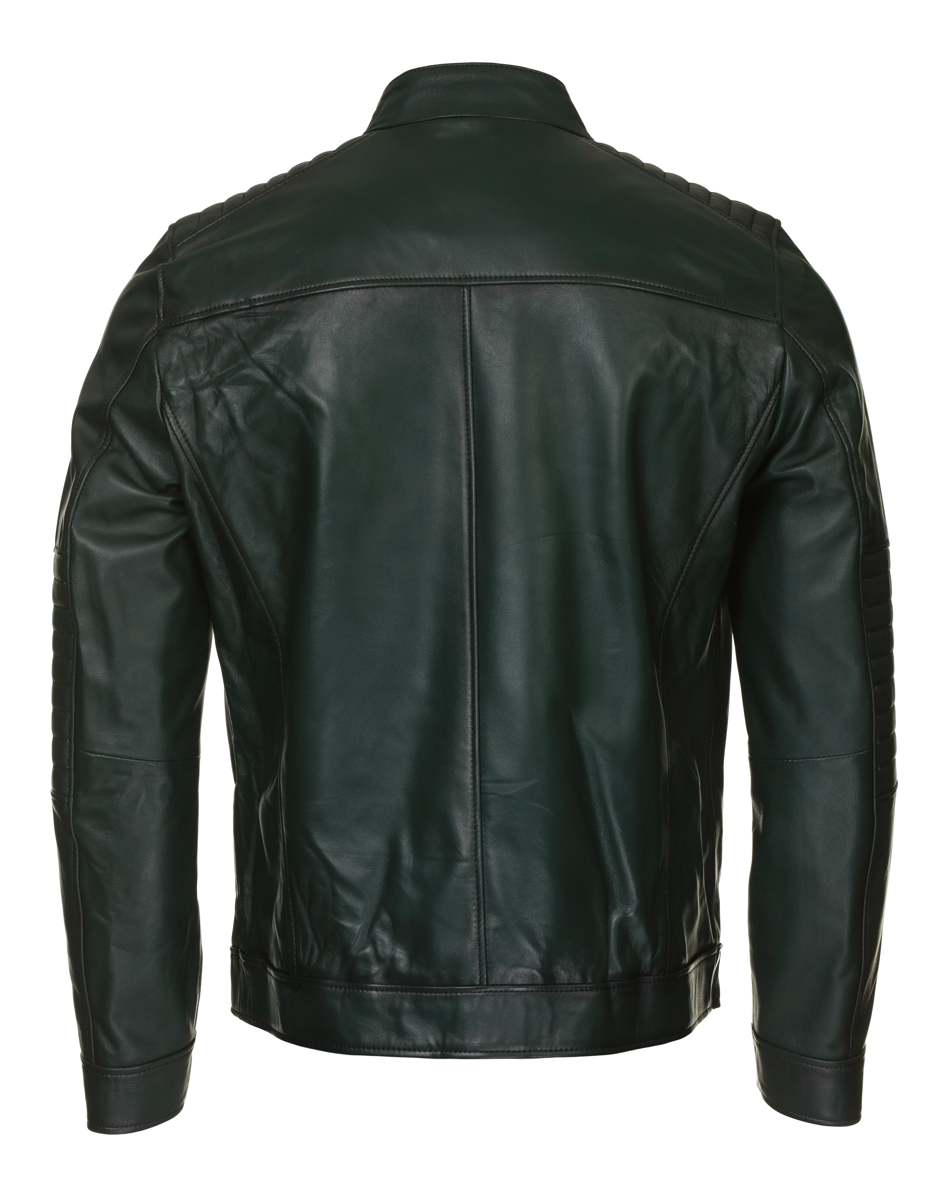 Lambskin Leather Jacket - Green - Leather Jacket by Urbbana