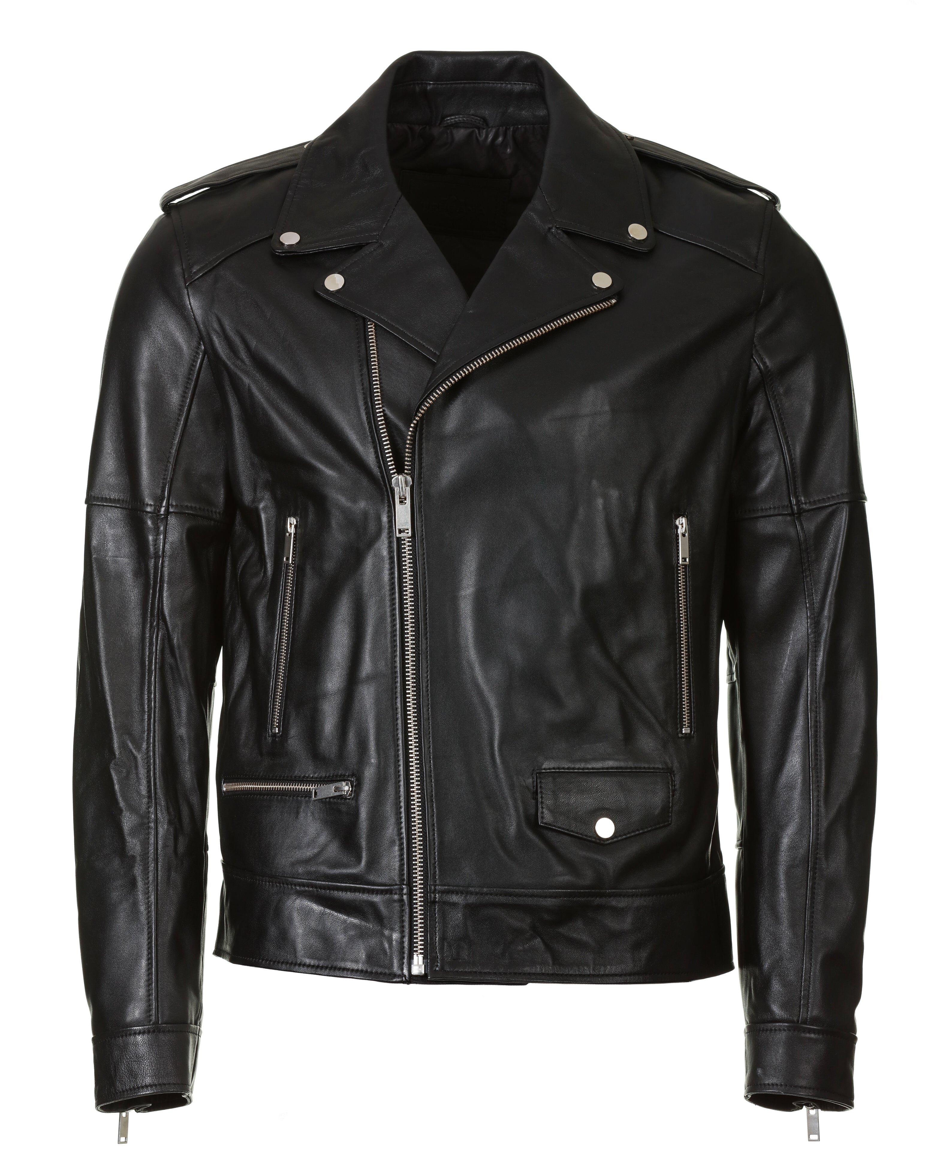 Biker Leather Jacket - Black - Leather Jacket by Urbbana