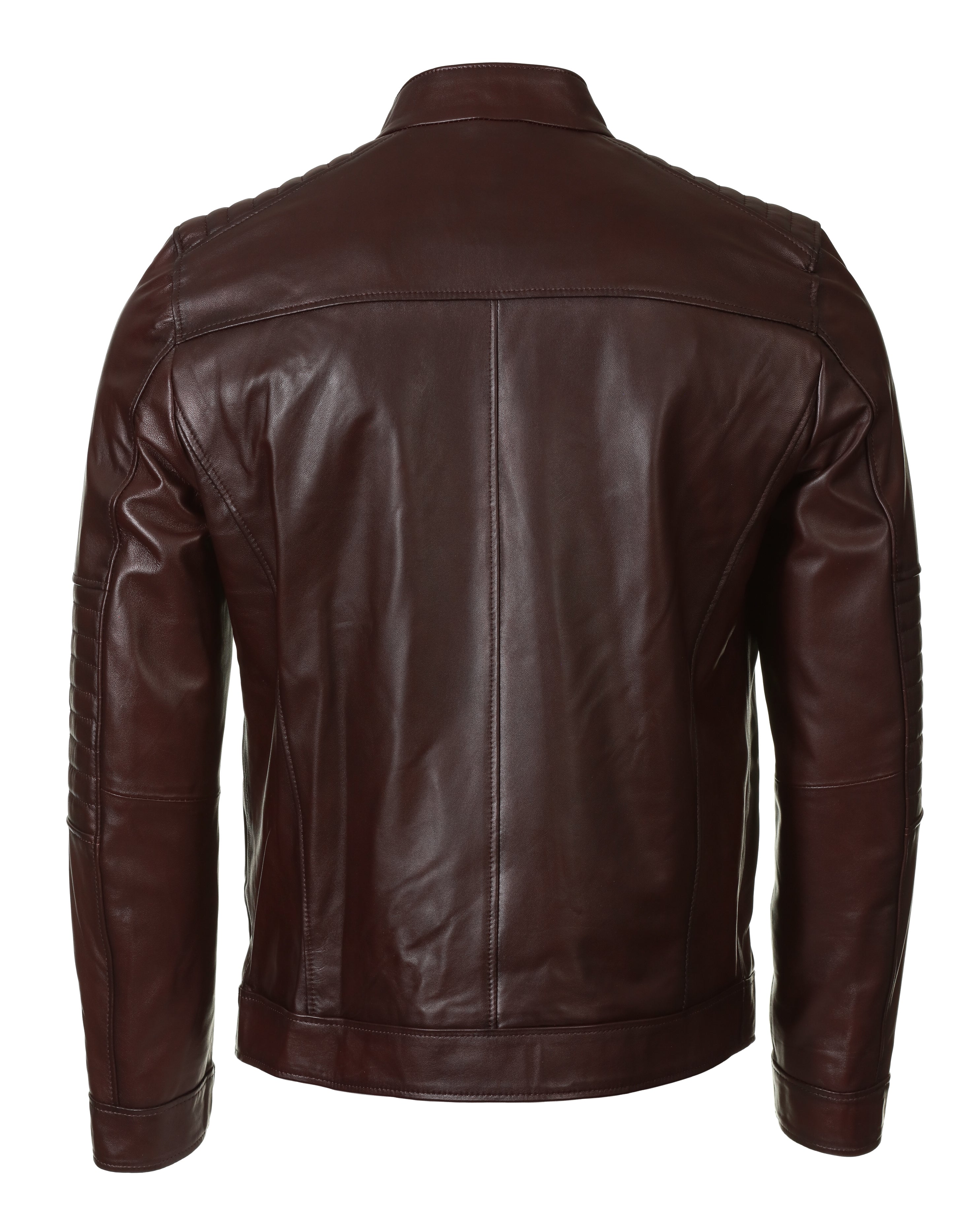 Cafe Racer Leather Jacket - Chocolate Brown - Leather Jacket by Urbbana