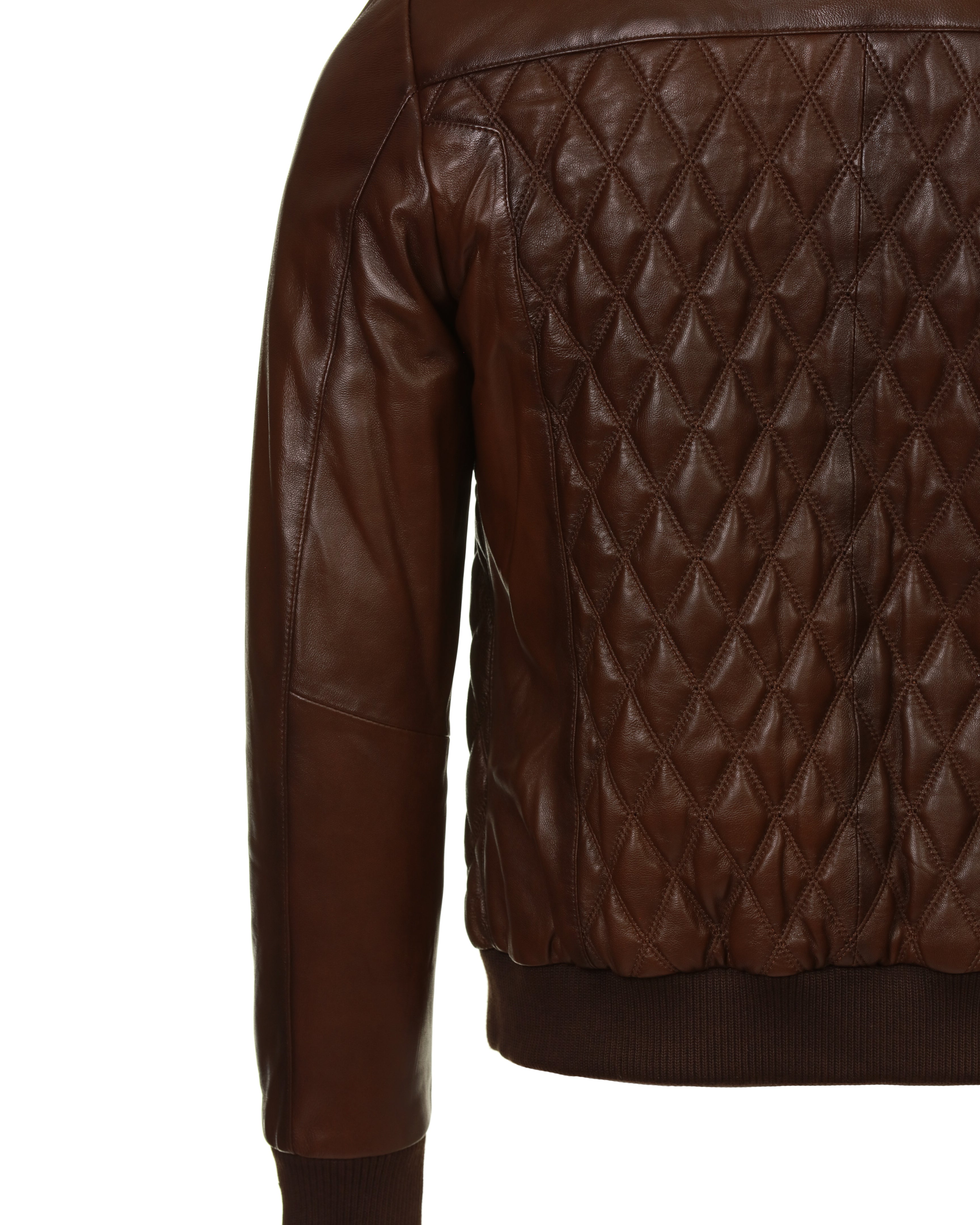 Lambskin Leather Jacket - Brown Diamond - Leather Jacket by Urbbana