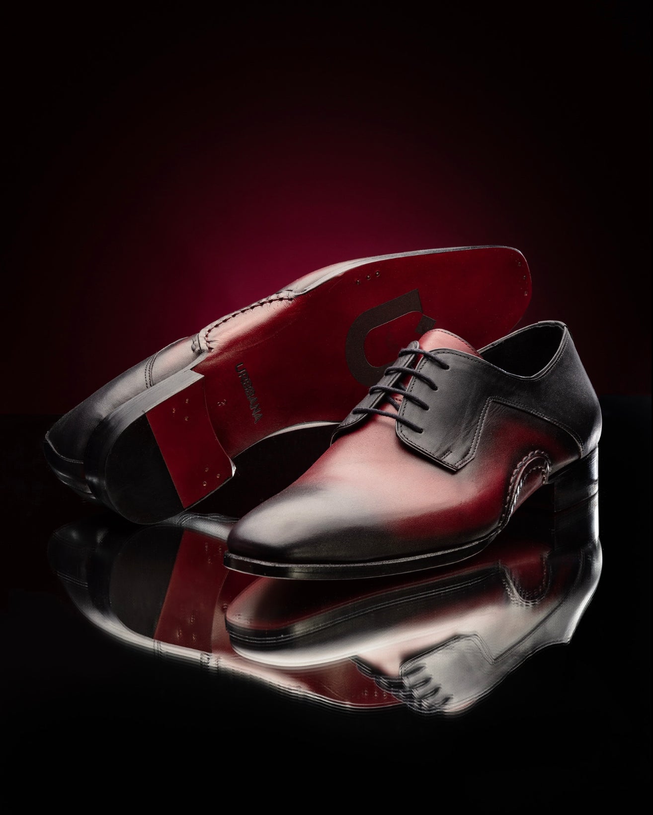 The Opanka Patina Shoes - Red & Black - Brogues by Urbbana