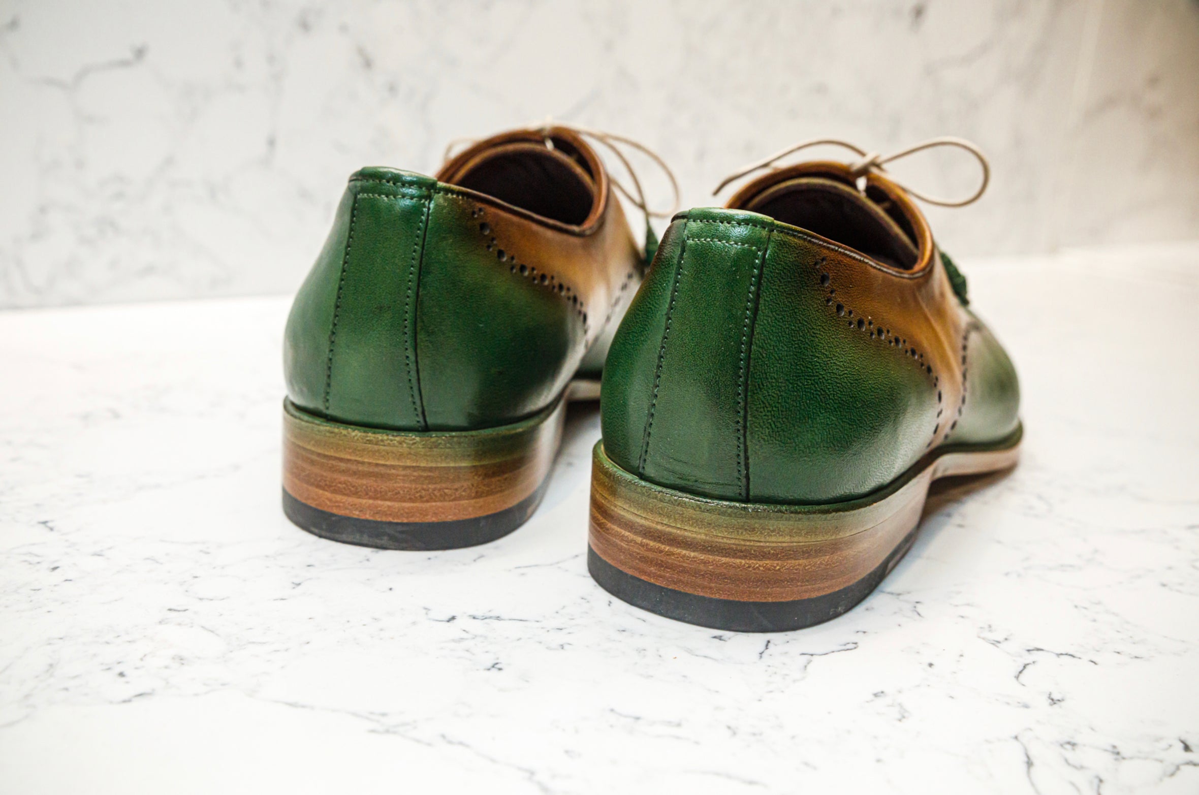 The Havana Patina Brogues - Green & Gold - Brogues by Urbbana