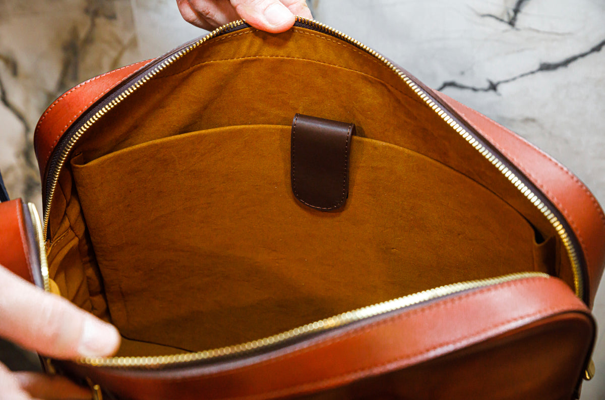 Cognac Patina Briefcase - Bags by Urbbana