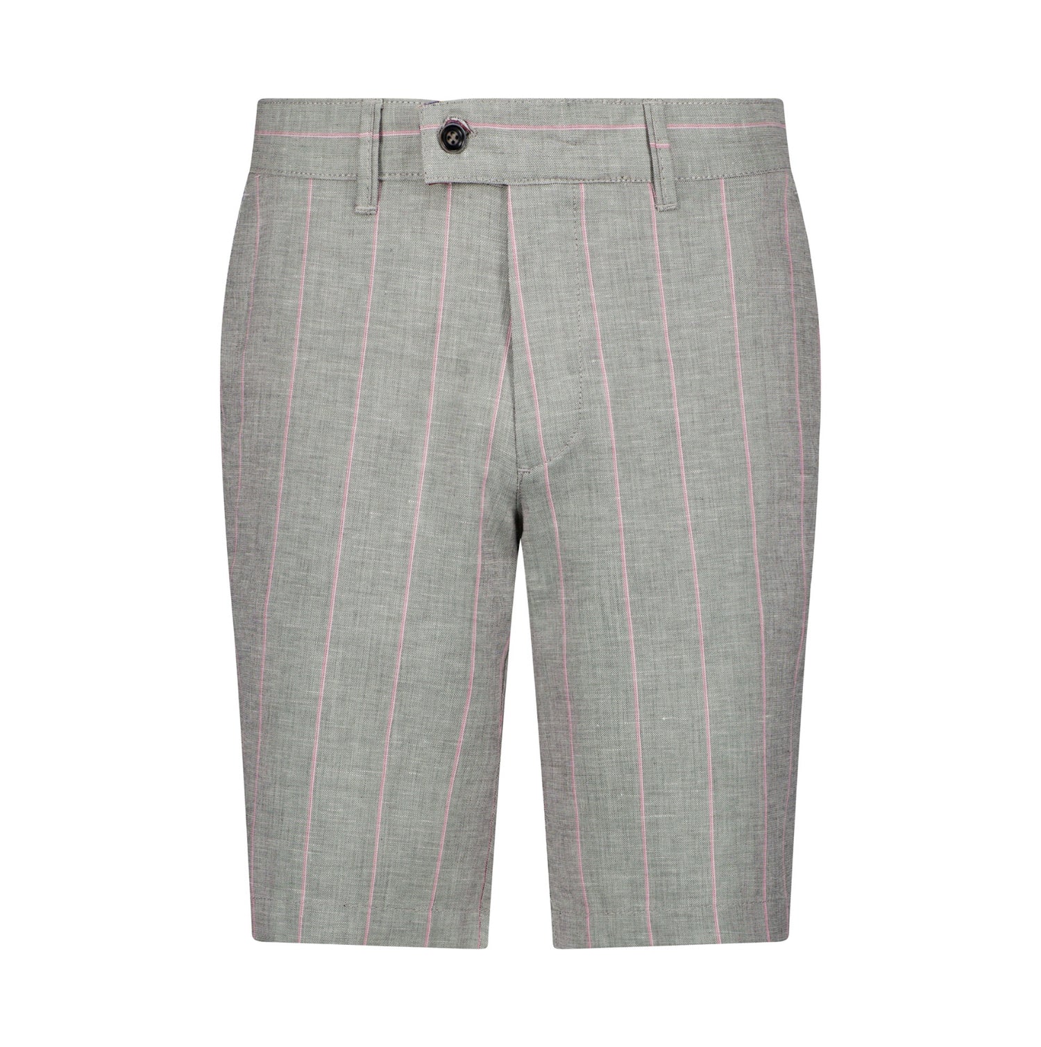 The Dante Linen Shorts - Grey & Pink Pinstripe - URBBANA Luxury Handmade Linen Shorts