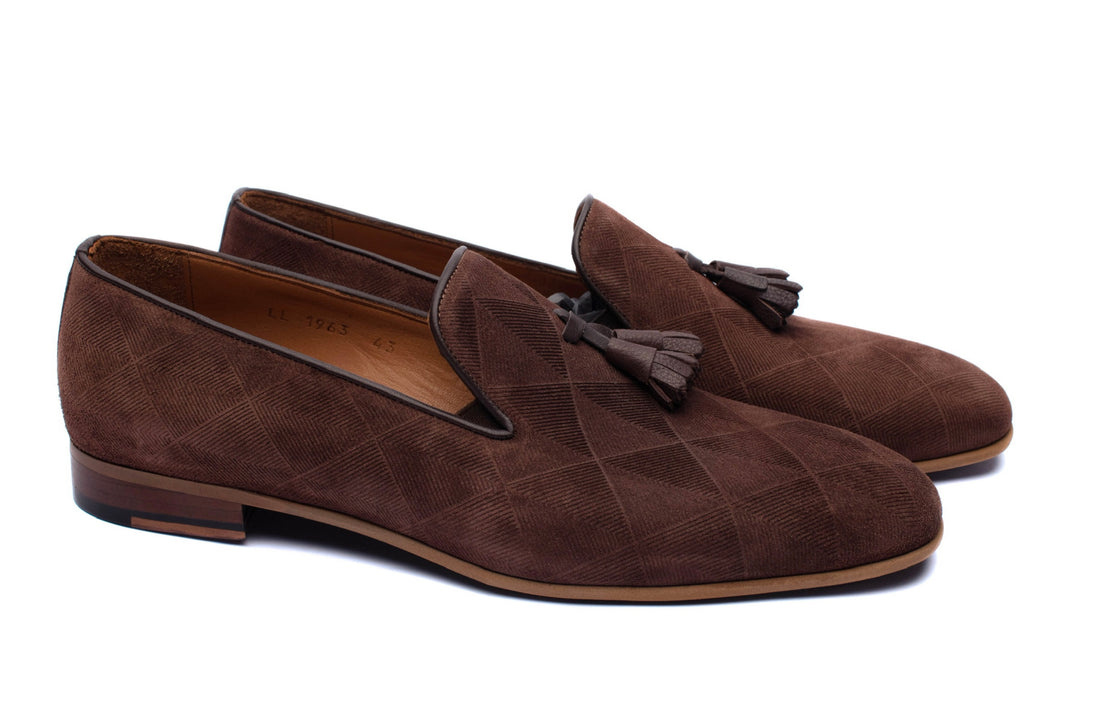 The Diamanté Suede Loafers - Chocolate Brown - Loafers by Urbbana