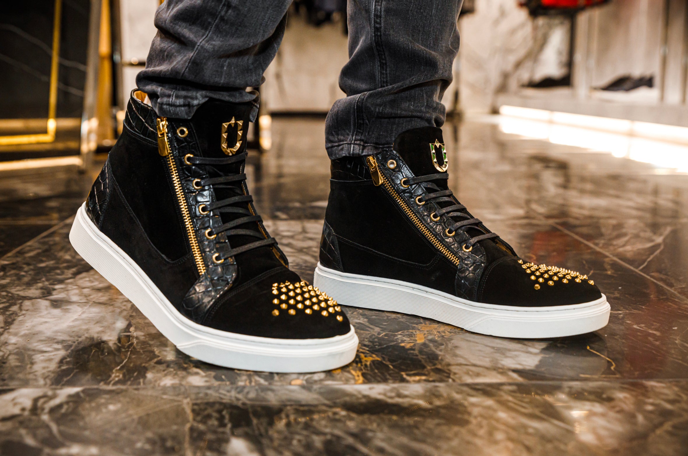 The Azzuri High Top Sneakers - Black - Sneaker by Urbbana