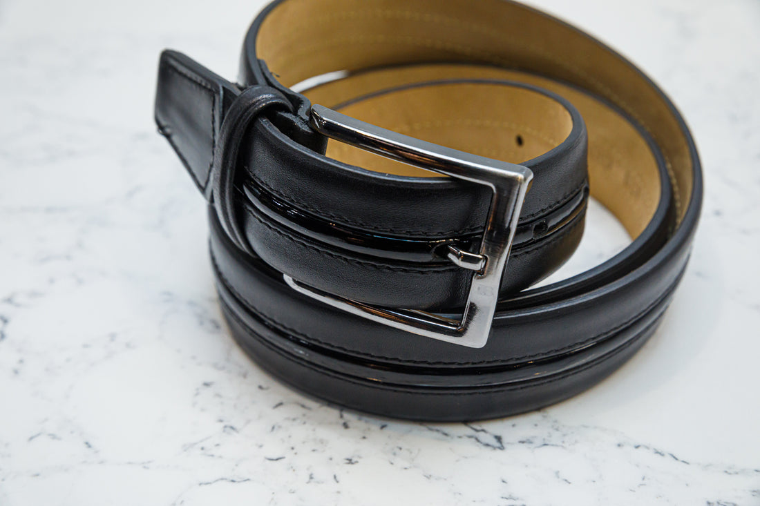 The Tenuso Black Pipe Belt - URBBANA Leather Belt Collection