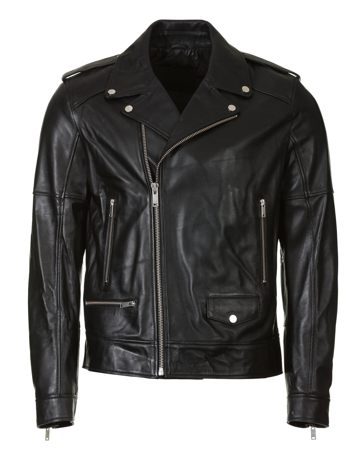 Biker Leather Jacket - Black - Leather Jacket by Urbbana