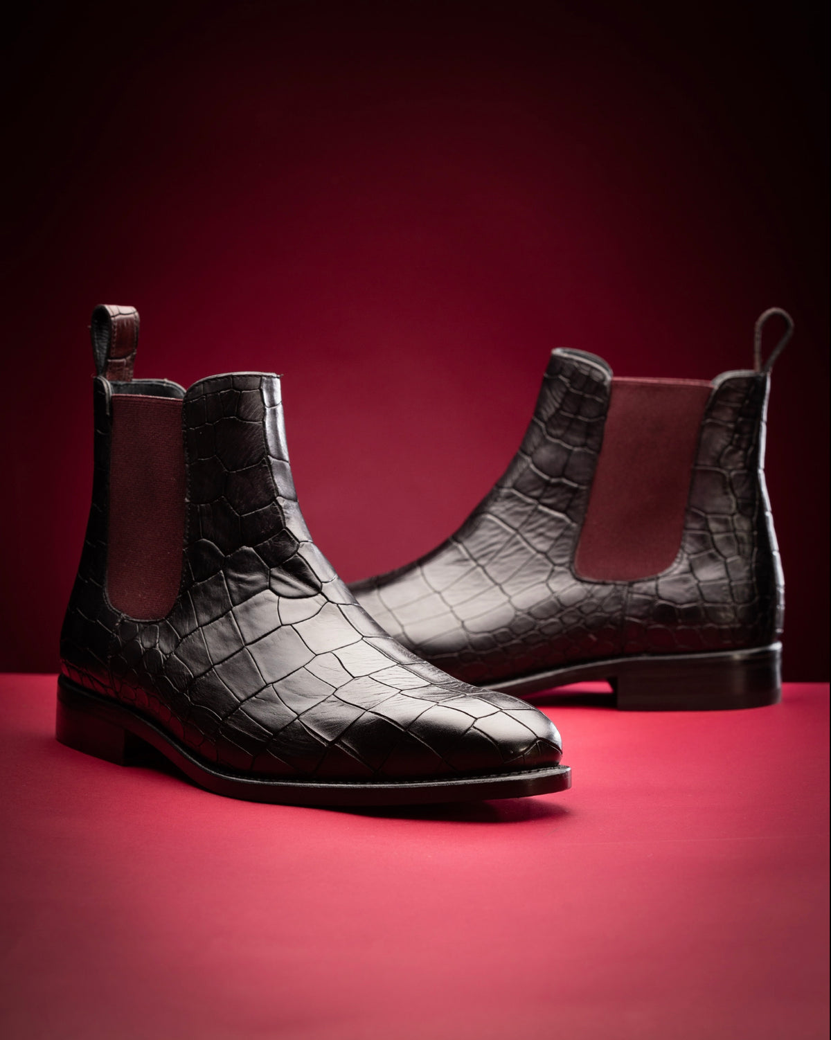 Croco Chelsea Boots - Black - Boots by Urbbana