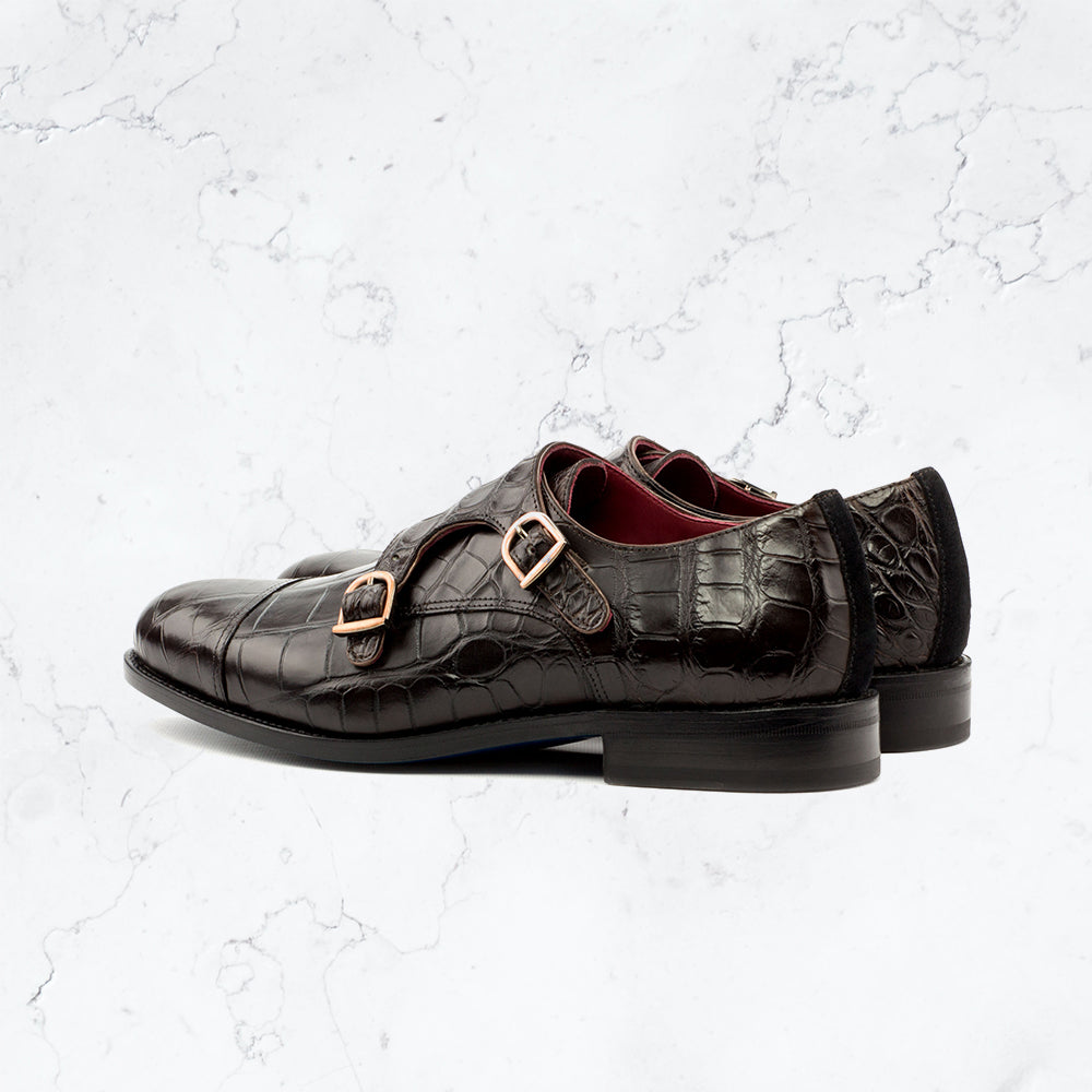 Genuine Aligator Double Monk - Dress I - Luxury Shoes