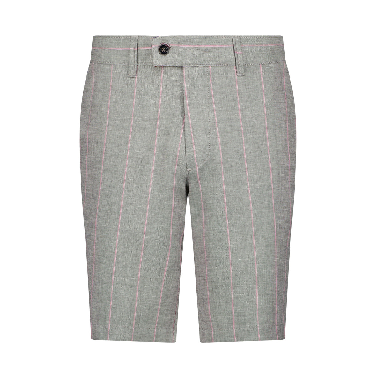 The Dante Linen Shorts - Grey & Pink Pinstripe - URBBANA Luxury Handmade Linen Shorts