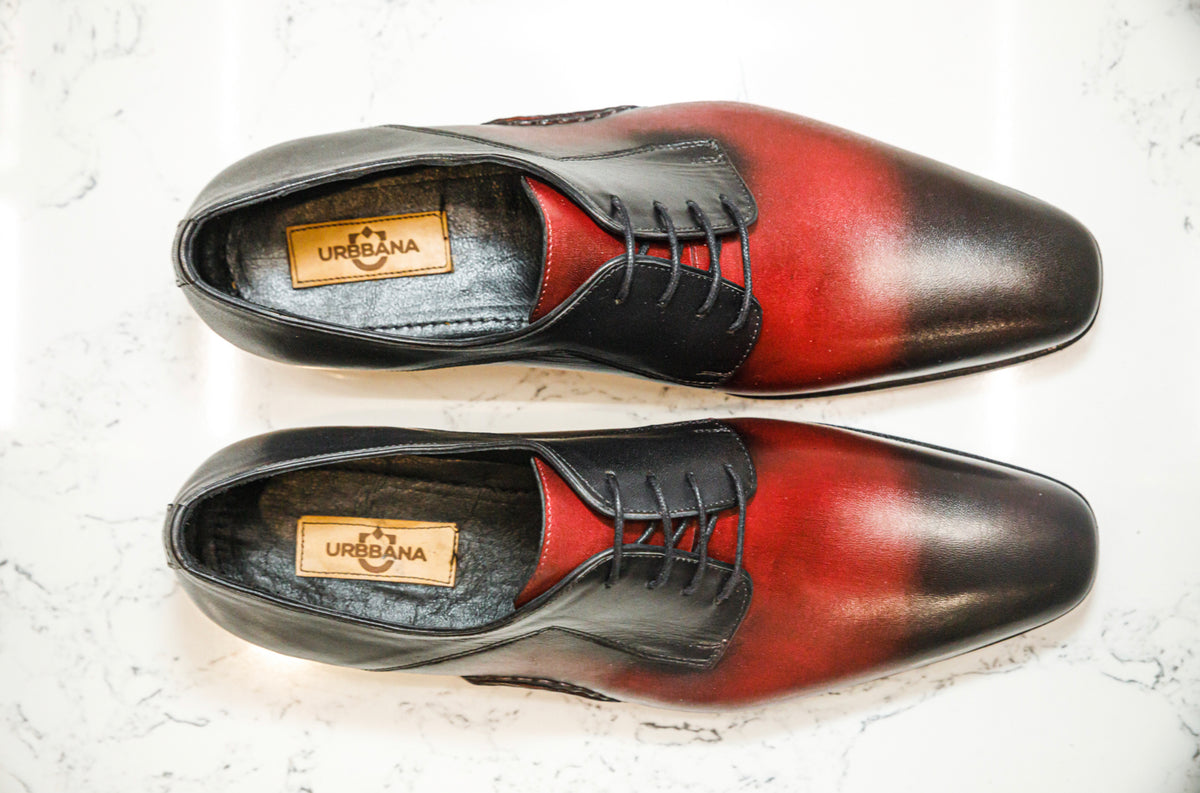 The Opanka Patina Shoes - Red & Black - Brogues by Urbbana