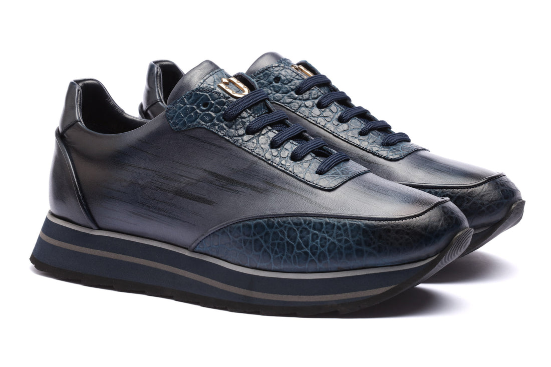 Premium Leather Sneakers - Navy