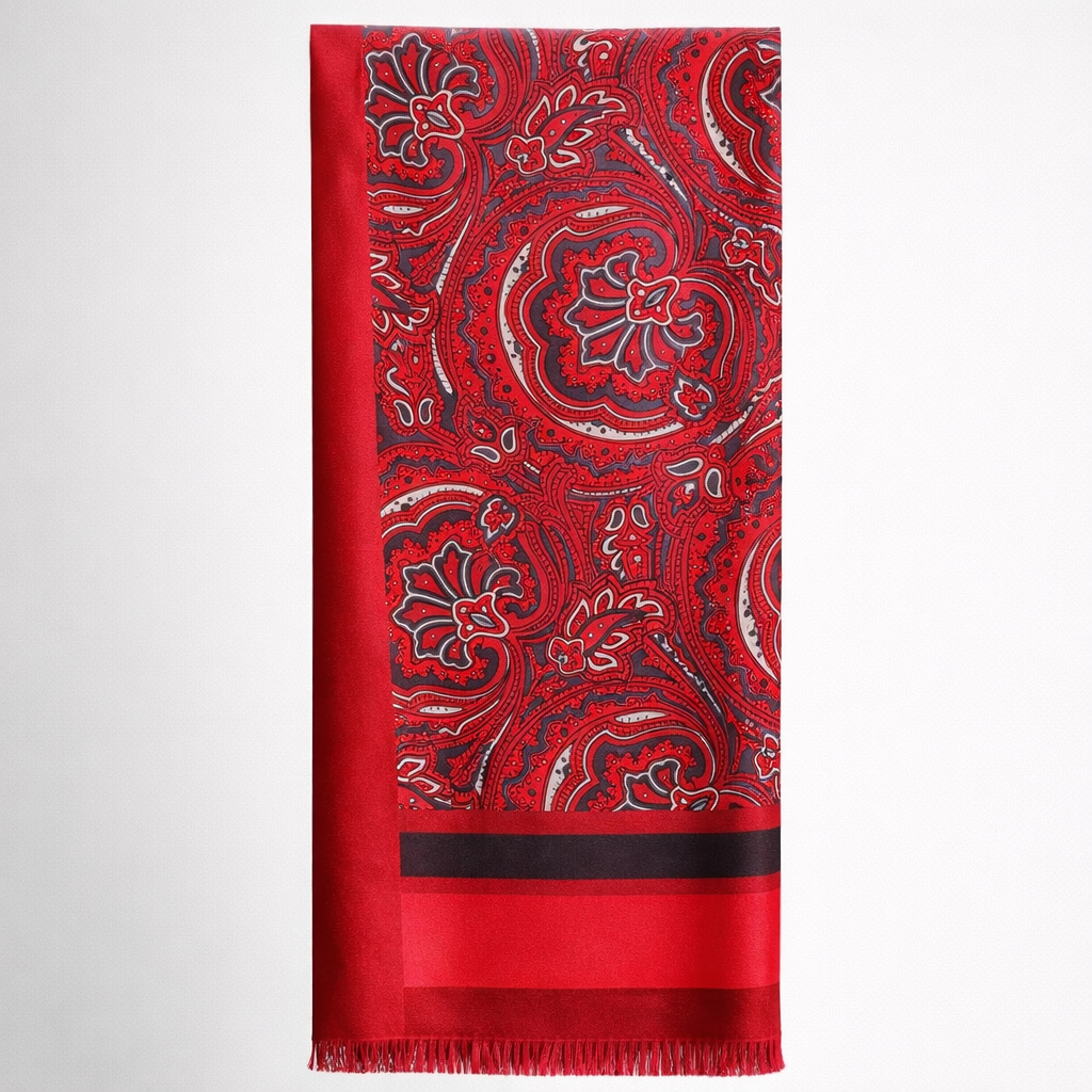 The Florence Silk Scarf - Red Paisley