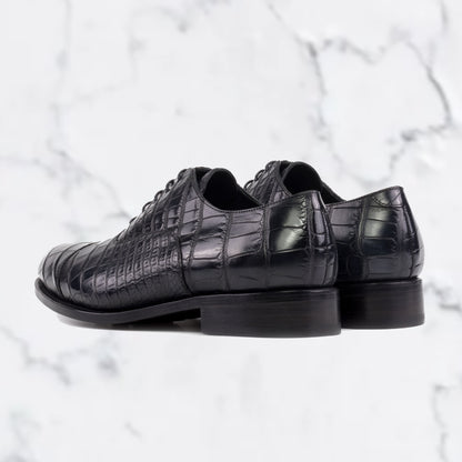 Alligator - Welted Exotic - Black - Handmade Derby Collection