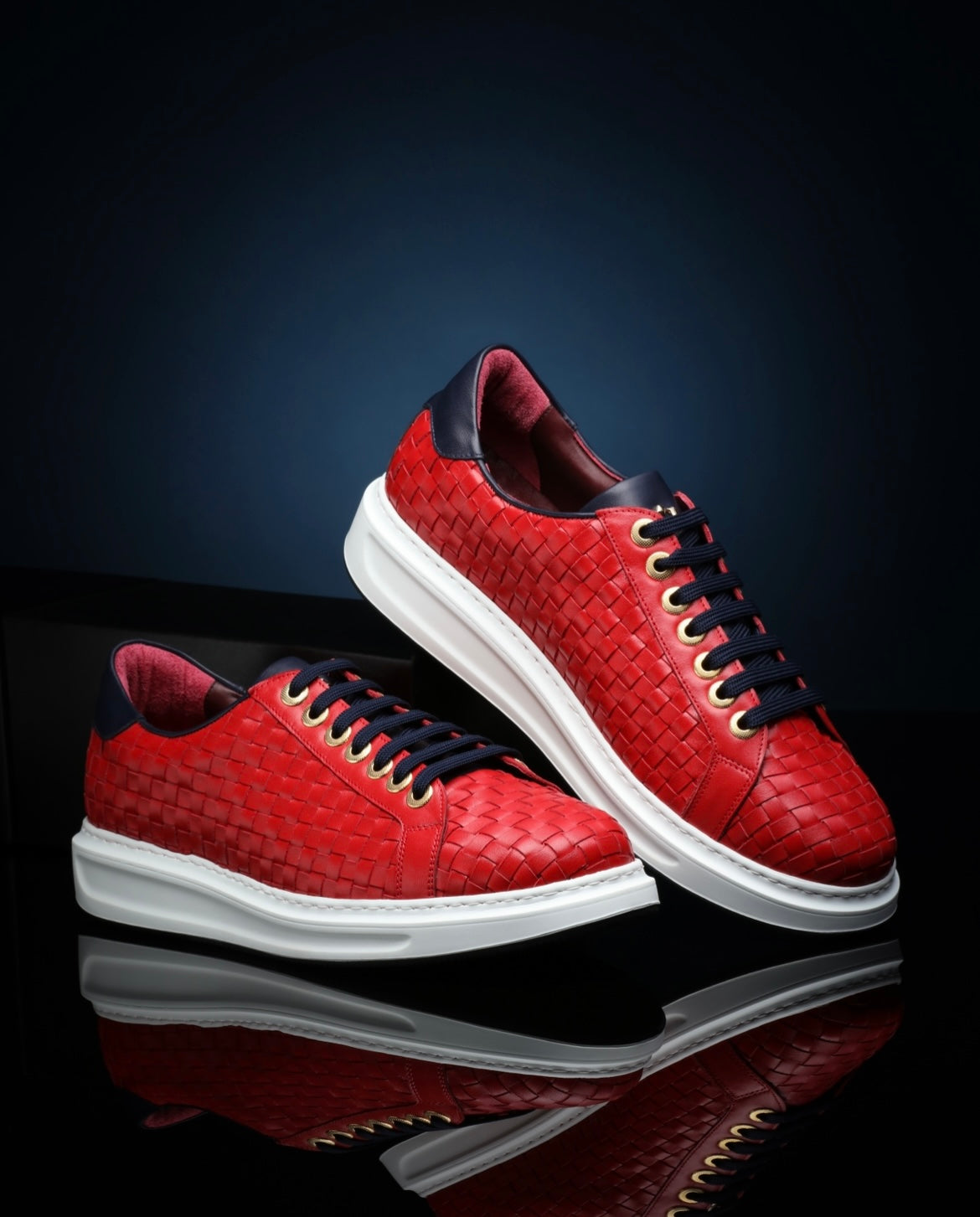 Danilo Braided Sneakers - Red &amp; Navy - Sneaker by Urbbana