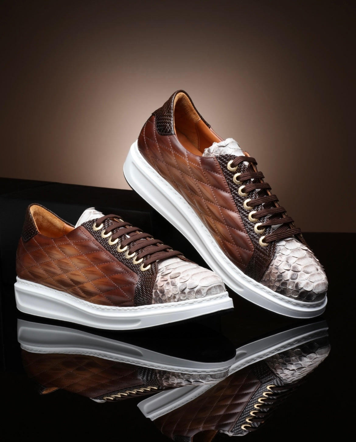 The Danilo Python Sneakers - Brown &amp; Grey - Sneaker by Urbbana