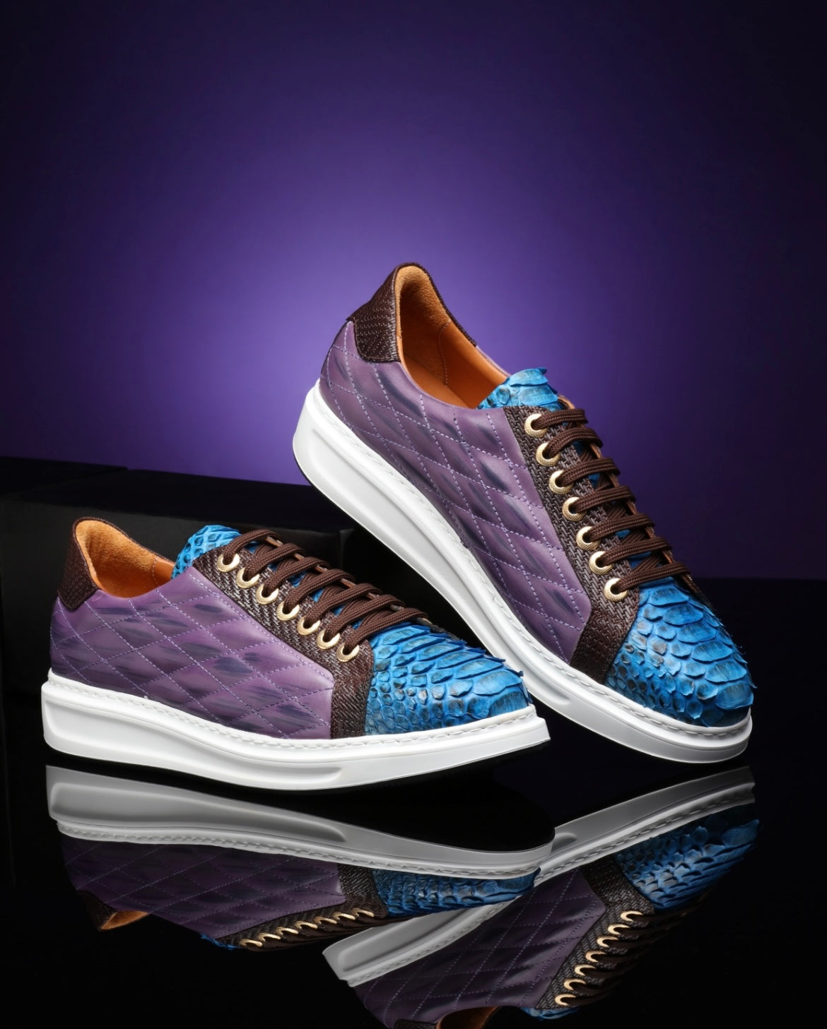 The Danilo Python Sneakers - Purple &amp; Aqua Blue - Sneaker by Urbbana